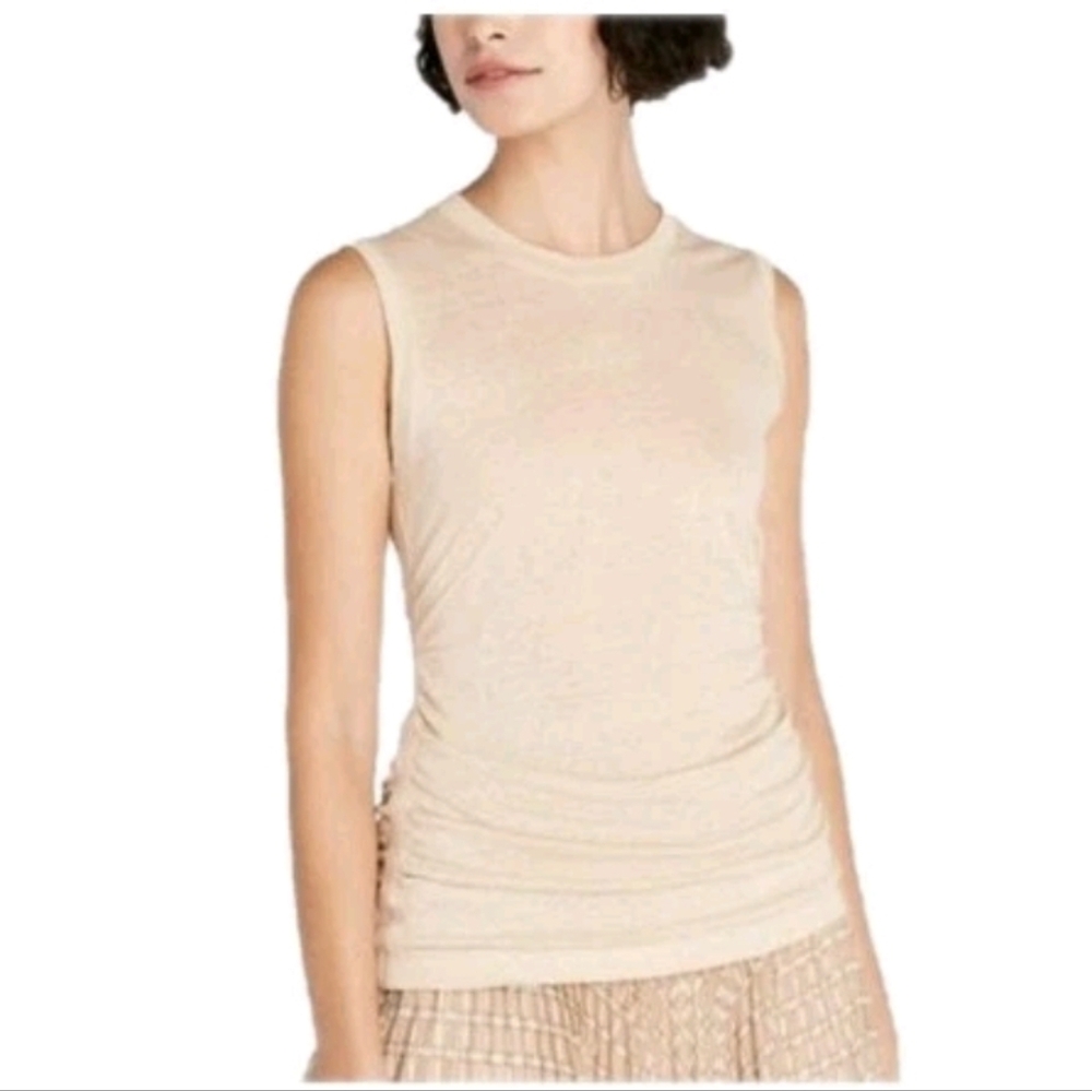 Club Monaco Ruched Linen Tank Flaxseed XS NWT